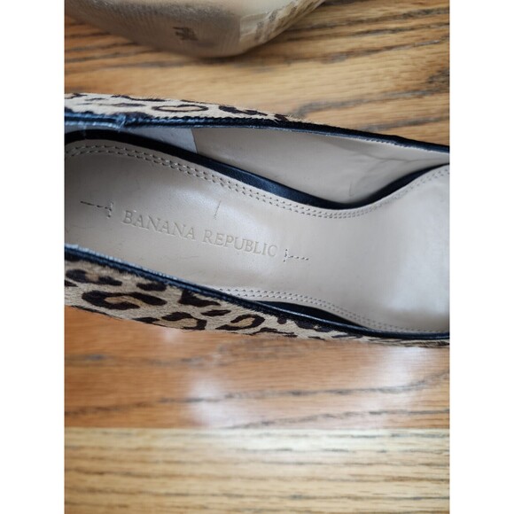 Banana Republic Calf Hair Leopard Print Leather Pump Heels Size 8 - Picture 6 of 14